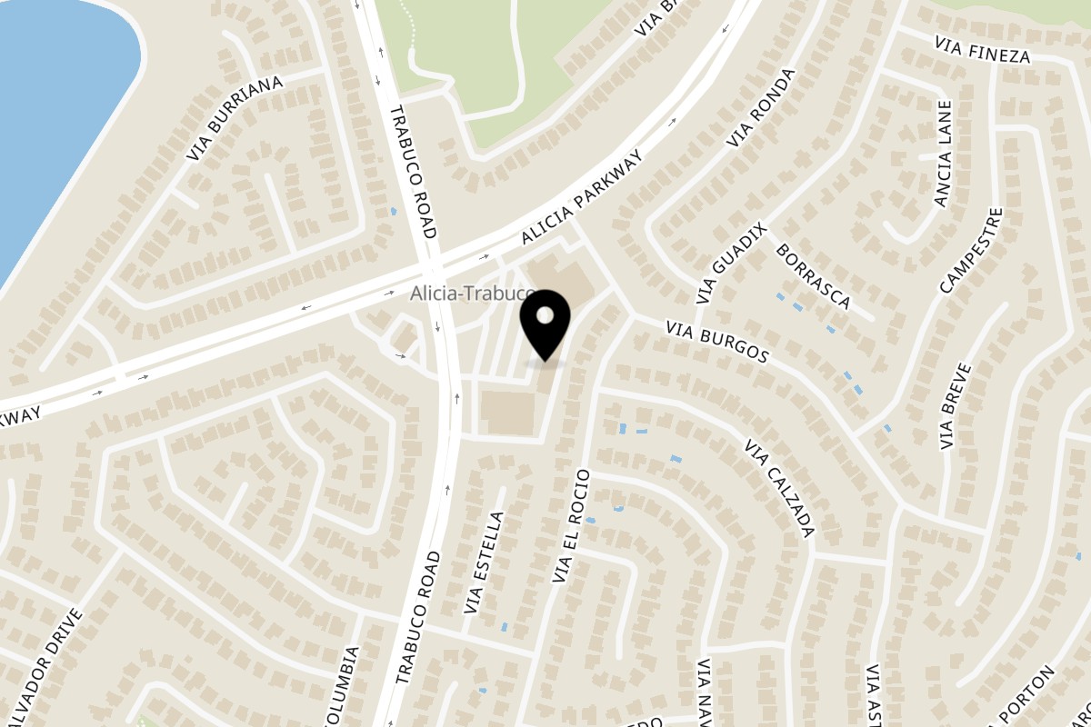 Map showing the location of La Tia Taco on 26861 Trabuco Rd d in Mission Viejo